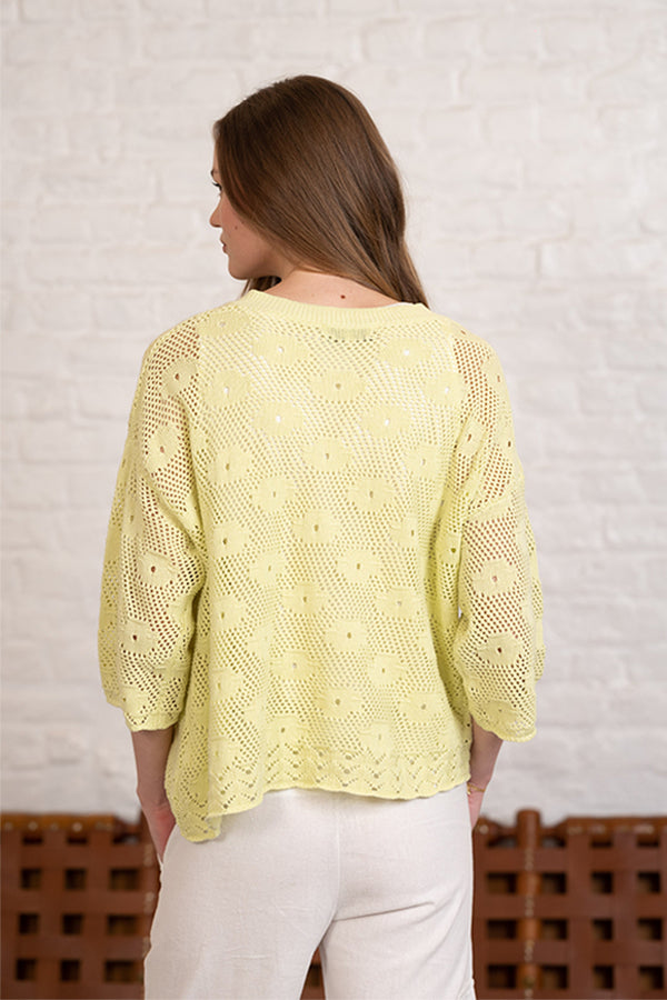 BOHO YELLOW OPENWORK CARDIGAN