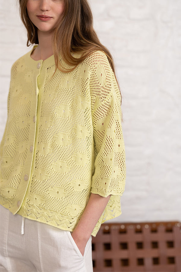 BOHO YELLOW OPENWORK CARDIGAN