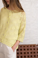 BOHO YELLOW OPENWORK CARDIGAN