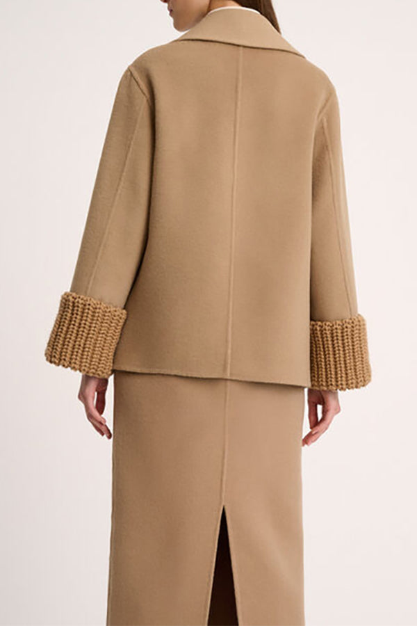 SONICO CAMEL KNIT DETAIL PEACOAT