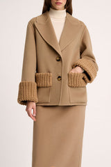 SONICO CAMEL KNIT DETAIL PEACOAT