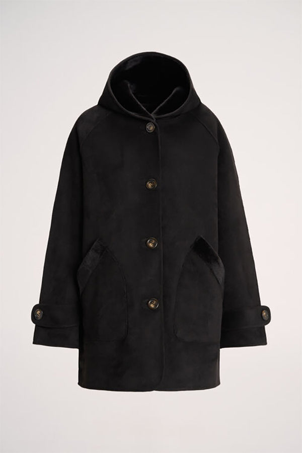 SPESSORE BLACK HOODED REVERSIBLE JACKET