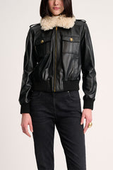 SVINCOLO FAUX FUR COLLAR AVIATOR JACKET