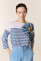 THILLA FLOWER BLUE STRIPED T-SHIRT