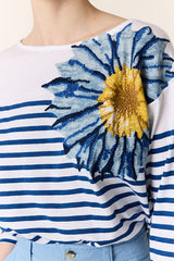 THILLA FLOWER BLUE STRIPED T-SHIRT