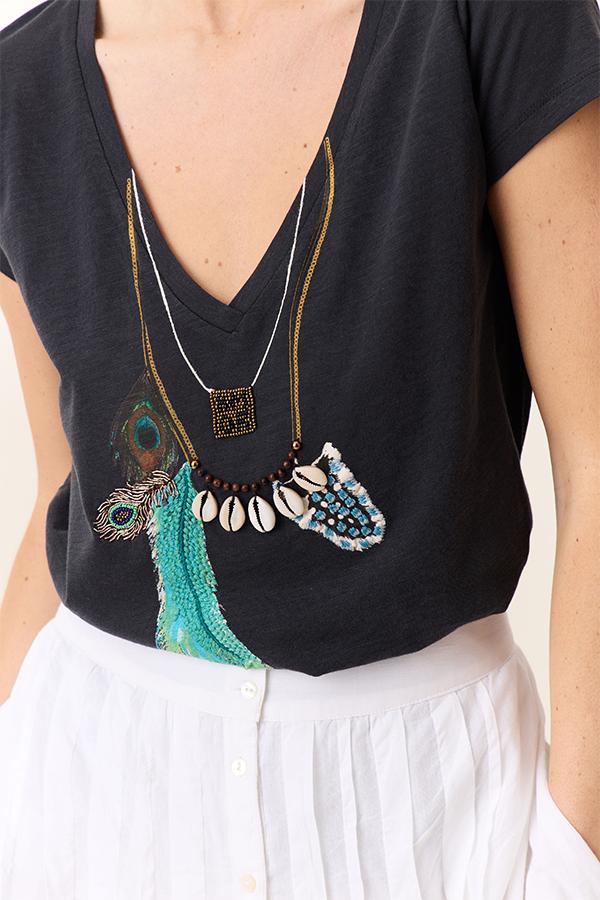 TONTON FEATHER CARBONE T-SHIRT