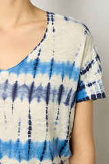 MELANE BLUE TIE-DYE LINEN T-SHIRT