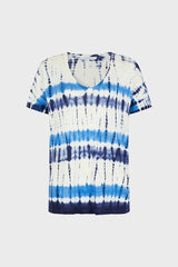 MELANE BLUE TIE-DYE LINEN T-SHIRT