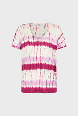 MELANE PINK TIE-DYE LINEN T-SHIRT