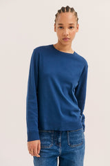 BELSA BLUE LONG-SLEEVED COTTON TSHIRT