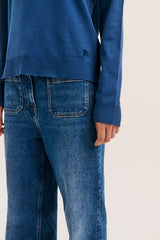 BELSA BLUE LONG-SLEEVED COTTON TSHIRT