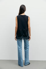 BAIA TWO-MATERIAL COTTON LACE TOP