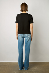 MALIE BLACK RHINESTONE COTTON T-SHIRT