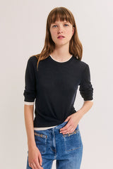 BERA NAVY OVERLAY EFFECT LONG-SLEEVED T-SHIRT