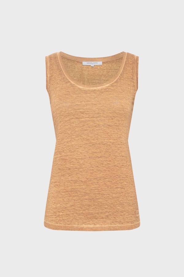 GRETEL CAMEL LINEN TANK TOP