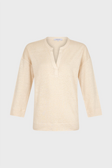 MADDIE BEIGE LINEN 3/4 SLEEVES T-SHIRT