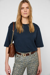 GALINA NAVY THICK COTTON LOOSE T-SHIRT