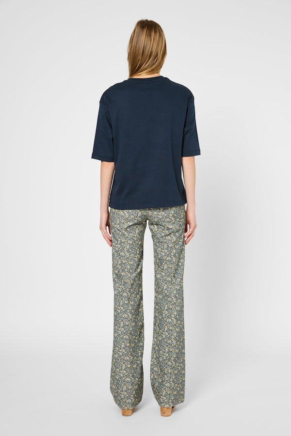 GALINA NAVY THICK COTTON LOOSE T-SHIRT