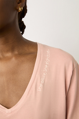 MAURINE PINK TUNISIAN COLLAR COTTON T-SHIRT