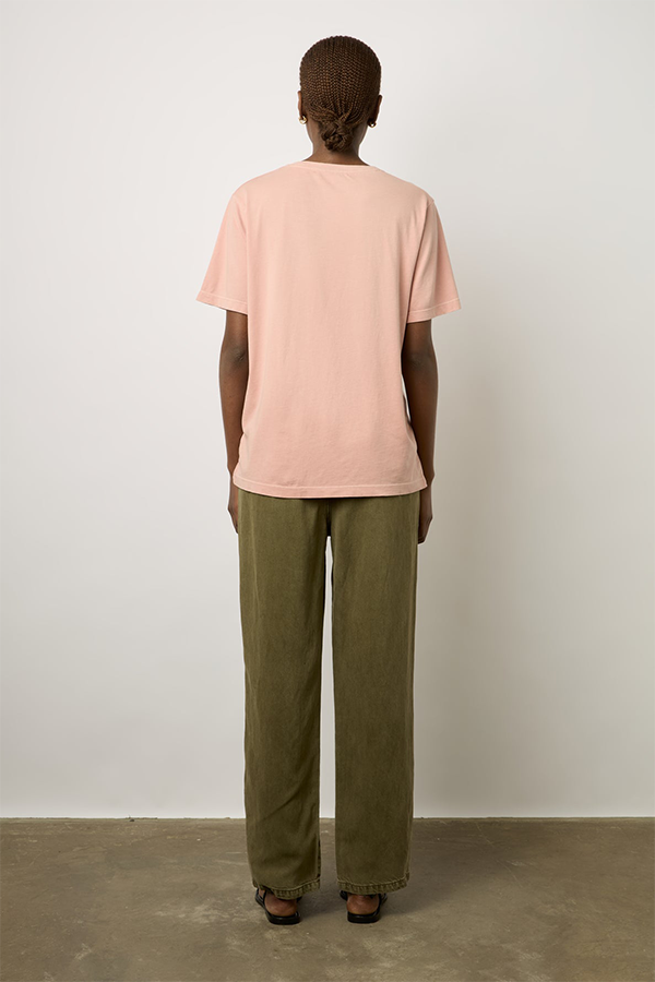 MAURINE PINK TUNISIAN COLLAR COTTON T-SHIRT