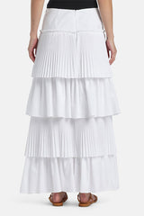 TATTO TIERED PLEATED MAXI SKIRT