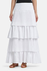 TATTO TIERED PLEATED MAXI SKIRT