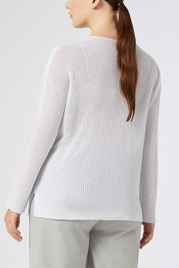 TEATINO WHITE LUREX COTTON SWEATER