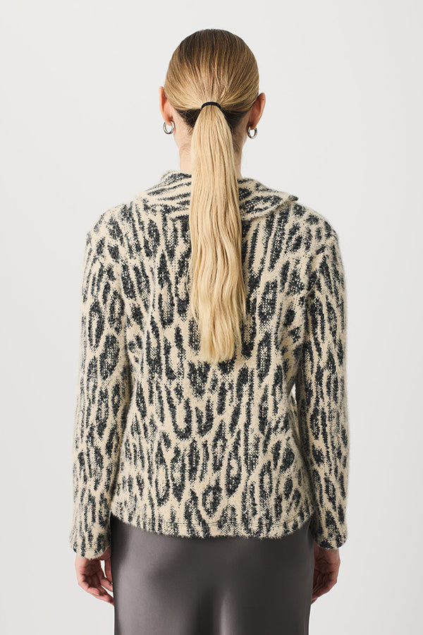 OPEN NECK ANIMAL PRINT SWEATER