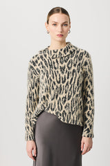 OPEN NECK ANIMAL PRINT SWEATER