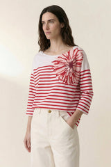 THILLA FLOWER RED STRIPED T-SHIRT