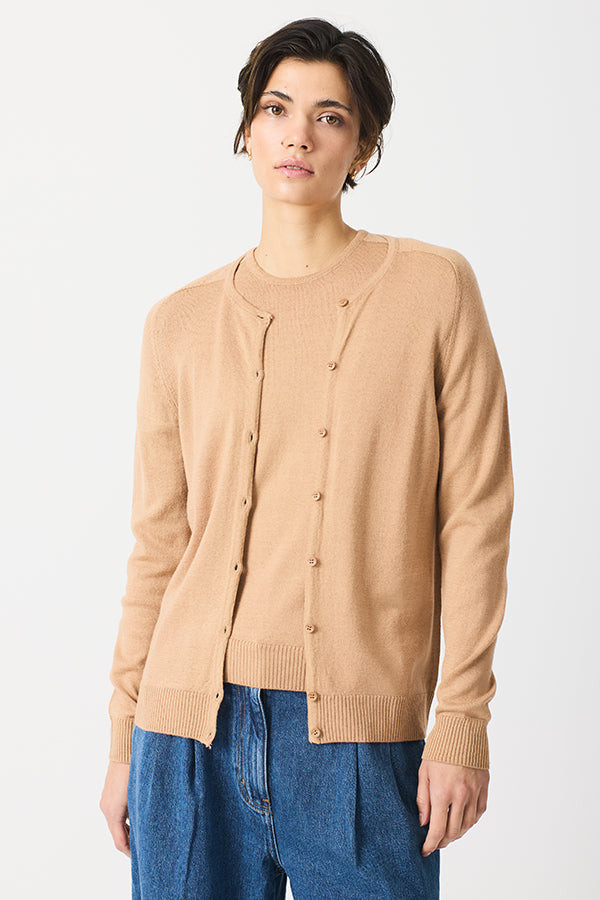 CAMEL ROUND NECK TWIN SET