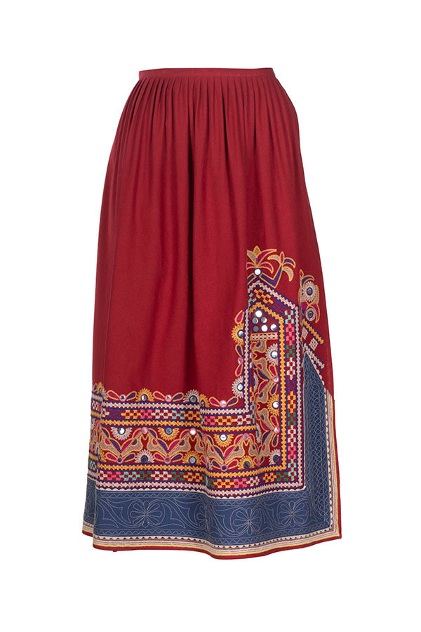 TRALCIO EMBROIDERED WRAP SKIRT