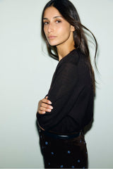 REINE BROWN SHORT SLEEVE FINE WOOL SWEATER