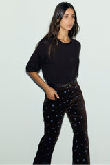 REINE BROWN SHORT SLEEVE FINE WOOL SWEATER