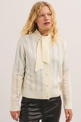 ROMI OPENWORK WOOL TIE CARDIGAN