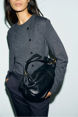 RENE CHARCOAL FINE WOOL CARDIGAN