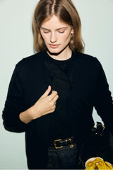 RENE BLACK FINE WOOL CARDIGAN