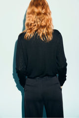 RACHEL BLACK FINE WOOL V-NECK SWEATER