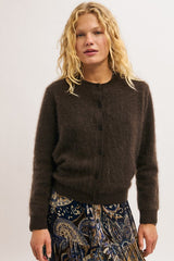 RUE CINNAMON BRUSHED WOOL CARDIGAN