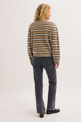 RUNA GREEN BRUSHED WOOL STRIPED SWEATER