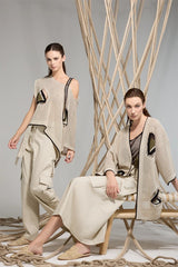 BEIGE UTILITY POCKET A LINE SKIRT