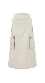 BEIGE UTILITY POCKET A LINE SKIRT