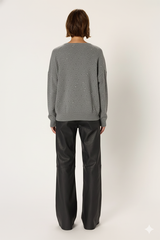 EDWIGE GREY V-NECK WOOL RHINESTONES SWEATER