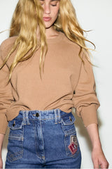 RAMIA CAMEL COLLAR WOOL SWEATER