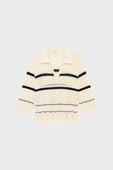 LEONTINE STRIPED CROCHET POLO SHIRT