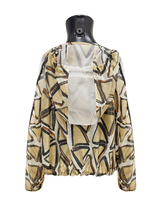 GEOMETRIC PRINT HOODED ZIP JACKET