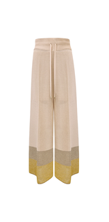 COLOR BLOCK WIDE LEG KNIT TROUSERS