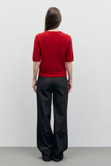 RAISA RED CABLE SWEATER