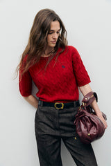 RAISA RED CABLE SWEATER