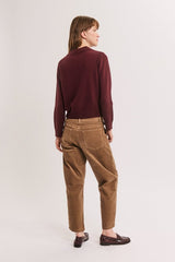 RIVAGE REDWINE GOLD-BUTTON POLO SWEATER